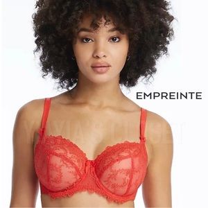 Empreinte 32D Louise 08184 Lace Underwire Low-Neck Balcony Bra - Rouge Intense